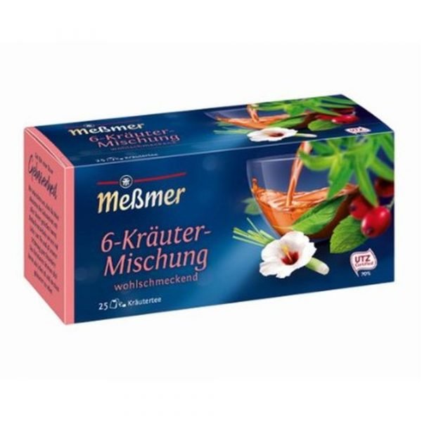 Messmer tisana 6-Kraeuter Mischung  miscela di 6 erbe 20 bustine. Dalla Germania